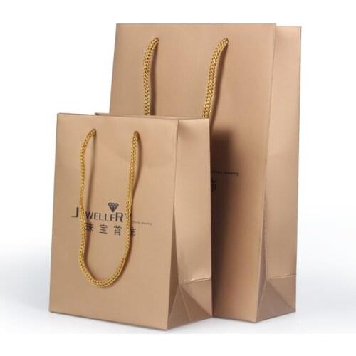 10pcs High Quality Kraft Paper Pouches Gift Bag with Nylon Thread Handle Fashionable Party Gift Shopping Bags