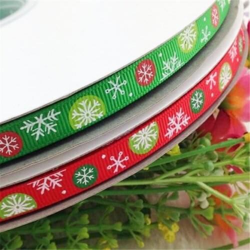 10 Yards Mix Color SnowFlakes 3/8" Christmas Green Grosgrain Ribbon X'mas/Craft/Bow