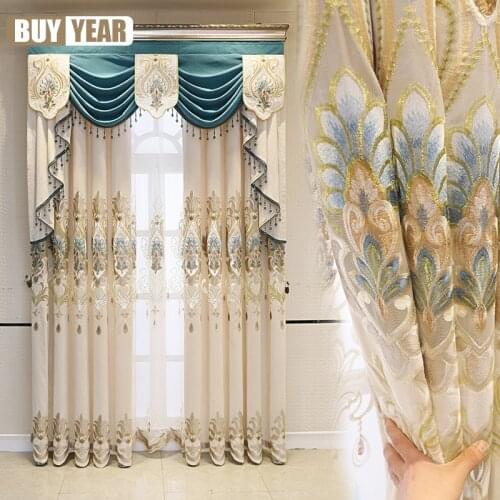 2021 European Style Cashmere Embroidered High Blackout Curtains for Living Room Bedroom Floor-to-ceiling Window Curtains Custom