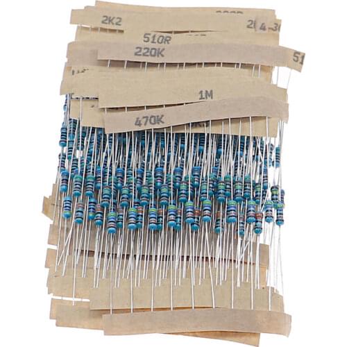 300Pcs/lot 10 -1M Ohm 1/4w Resistance 1% Metal Film Resistor Resistance Assortment Kit Set 30 Kinds Each 10pcs