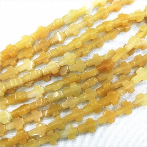 33 pcs/lot cross shape of beads accessories yellow jadee stone charms beads handcraft accessories DIY jewelry size 8x12mm