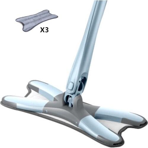 4pc/set Hand Free Mop Washing Flat Floor Easy Wringing Microfiber Replacement Pad For Home Kitchen Hardwood Wet Dry Mop Cleaner