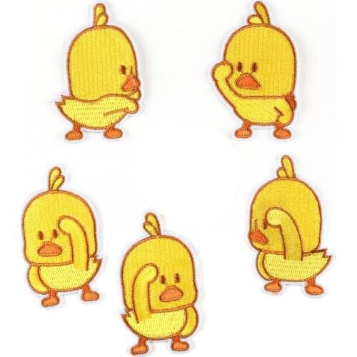 6pcs Cartoon yellow duck Iron on Embroidered Patches For Clothes Jeans Hat Bag Sticker Sew-on DIY Patch Applique Badges Decor