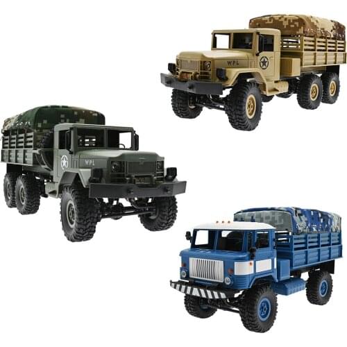 6WD 2.4G WPL 1/16 Remote Control Army Truck with Canopy RTR Version Off-Road Vehicle Toy Electric for Kids