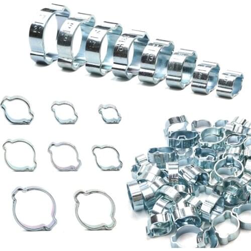 80PCS Assorted Hose Clamp Double Ears Clamp Worm Drive Fuel Water Hose Pipe Clamps Clips Hose Fuel Clamps 5-20mm Kit