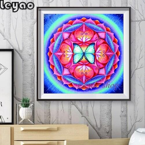 DIY Diamond Painting Mandala Flower With Butterfly Full Square/Round Drill 5D Diamond Embroidery Sale Diamond Home Decor Gift
