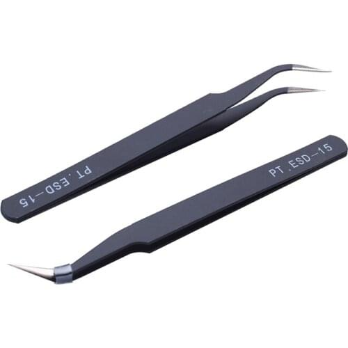 Anti-magnetic tweezers Antistatic Curves (2 units, stainless steel)
