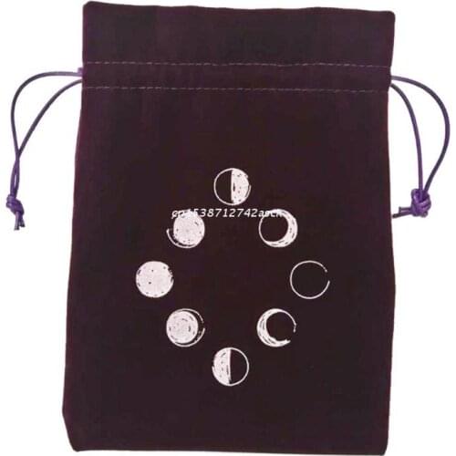 Velvet Tarot Storage Bag Moon Phase Oracle Card Divination Bag Board Game Toy Jewelry Home Mini Drawstring Package Dropship