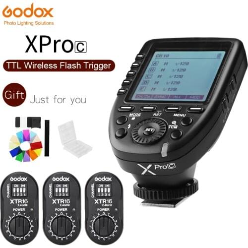 Godox XPro-C Flash Trigger Transmitter with E-TTL II 2.4G Wireless X System HSS LCD Screen + 3x XTR-16 Receiver for Canon DSLR