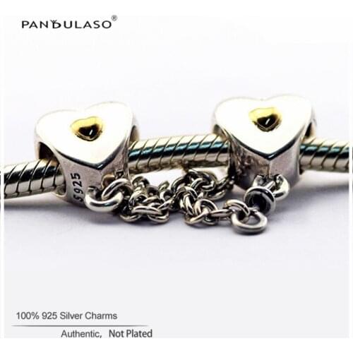 Heart & Crown Safety Chain Woman DIY Beads For Jewelry Making Sterling Silver Jewelry Fits For Beaded Bracelets & Bangles