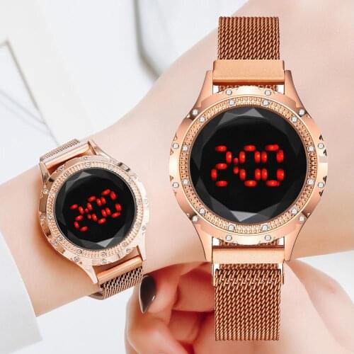 Luxury Digital Women Bracelet Magnetic Watches Red LED Dial Ladies Dress Quartz Clock Ladies Wrist Watch relogio feminino