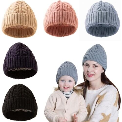 Kids Girls Hats Mother Daughter Warm Knitted Hat Family Matching Children Hats And Caps Winter Newborn Baby Hat Beanie Caps