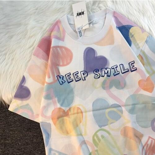 T-shirt Summer Short-Sleeved Round Neck Mens Fashion Loose Cotton All-match Style INS Lovers Student BF