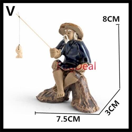 Ceramic Fishing Garden Statue Aquarium Decor Ornament Fishing Man Fish Tank Decoration Human Landscape Accessories Desktop Decor