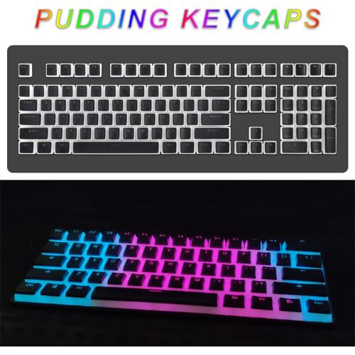 RGB 104 Keycap PBT Double Shot Pudding 2 Layers Translucent Backlit Keycaps for Mechanical Gaming Keyboard MX Switches