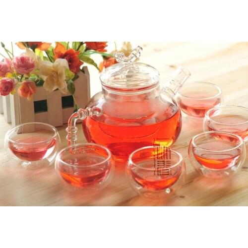 Beautiful 600ml Glass teapot with infuser/filter+ 4/6 Cup,tea set for brew white/flower/matcha/red/black/green/Chinese/puer tea