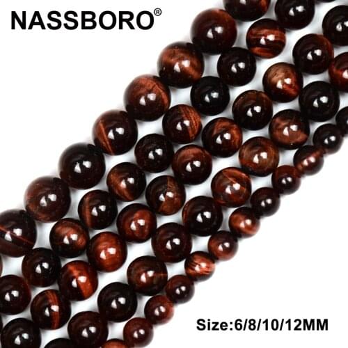Red Tiger Eyes Natural Stone Beads for Jewelry Making Charms Round Spacer Bead Diy Needlework Necklace Bracelet Bijoux NASSBORO