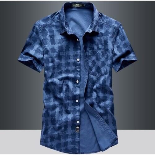 Summer Shirt Men Outdoor Casual Print Short Sleeve Button Up Shirt Pure Cotton Breathable Camisa Masculina Shirt Male Size M-5XL