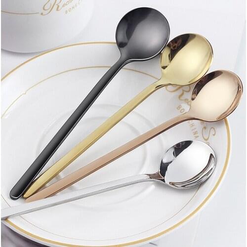 Hot Round Shape Ice Cream Spoons Ice Teaspoons Stainless Steel Spoon Mini Watermelon Spoon Home Coffee Mixing Spoon 17cm Length