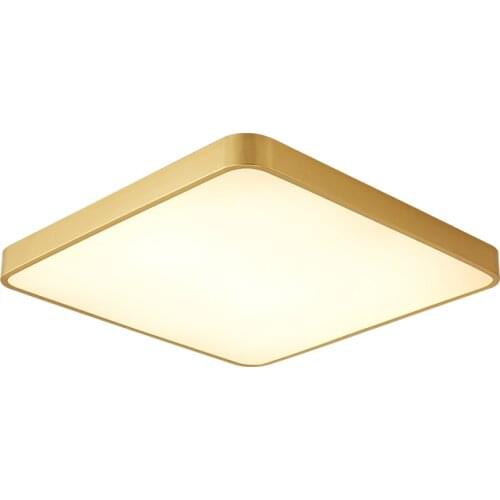 Minimalist Full Copper Ceiling Light High Quality Acrylic Lampshade Ultra Thin Square Foyer Bedroom Corridor Lighting Decoration