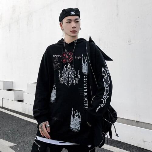 Mens Casual Hoodie Sweatshirt Vintage Yellow Painted Style Hip Hop Creativity Streetwear 2021 Fashion Cotton 5XL Men Hoodies