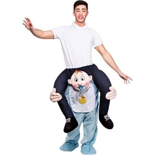 Woman Men Party Baby Ride on Me Magic Pants Walking Mascot Christmas Halloween Cosplay Costume Animal Carry Back Fake Legs