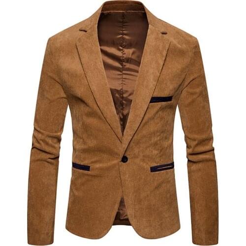AIOPESON 2020 New Brand Mens Suit Jackets Solid Slim Fit Single Button Dress Suits Men Fashion Casual Corduroy Blazer Men