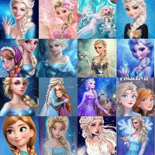 Diy Diamond Painting Disney Frozen Cartoon Cross Stitch Kits Diamond Embroidery Ice Sister Elsa&Anna Home Decor Christmas Gift