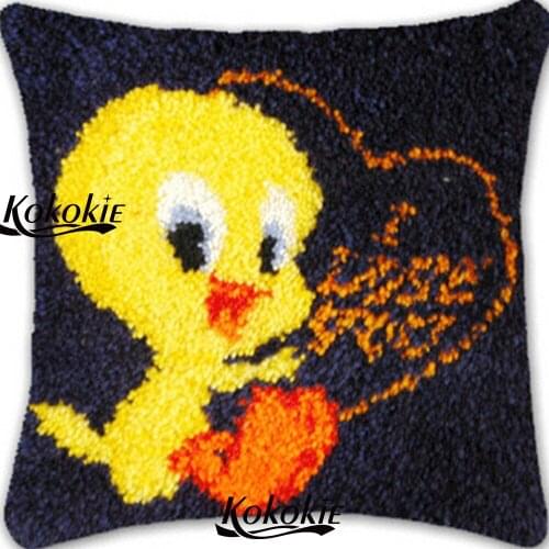 DIY cross stitch embroider needlework kits latch hook pillow kits duck printed Unfinished Crocheting Rug Kits Yarn Pillowcase