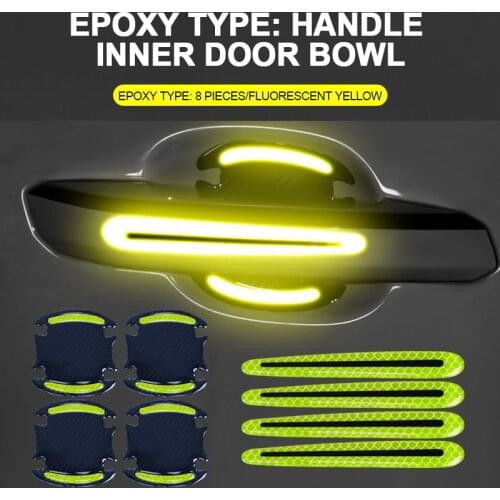 Door Handle Sticker 3D Carbon Fiber Car Door Handle Paint Scratch Protector Reflective Sticker Auto Door Handle Scratch Cover