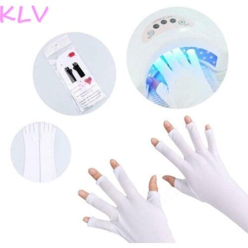 Women Anti UV Protection White Fingerless Gloves Sleeves Hand Shield for LED Nail Art Gel Dryer Light Lamp Manicure Tool