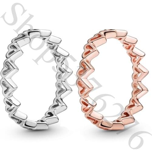 Authentic 925 Sterling Silver Freehand Hearts Fashion Ring For Pandora Women Bead Charm Gift DIY Jewelry