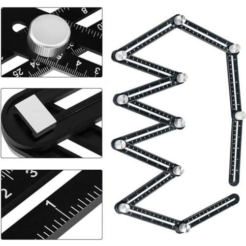 Tile Hole Locator Adjustable Tool Masonry Glass Fixed Angle Measuring Ruler Universal Angular Template 12 Slides Fold