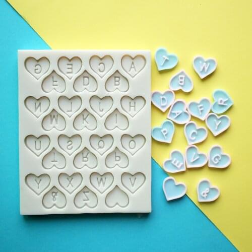 Heart Letters Silicone Mold Fondant Mould Cake Decorating Tools Chocolate Gumpaste Molds, Sugarcraft, Kitchen Gadget