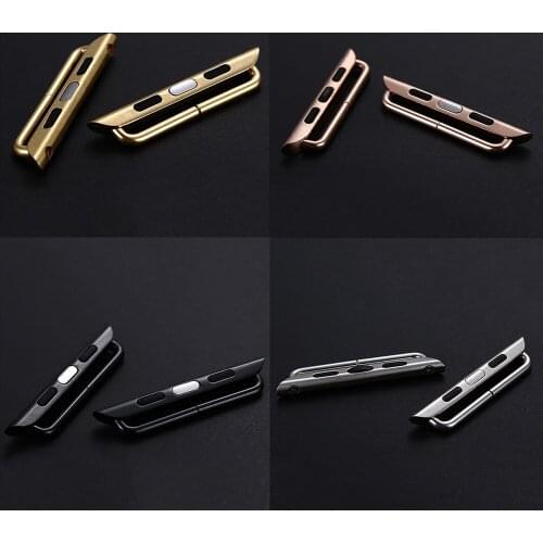 Rolamy Silver Gold Rose Gold Black Watch Band Connector Adapter For AppleWatch iWatch Sports 38mm40mm42mm44mm with Screwdriver