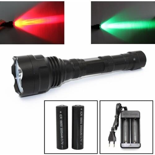 Tactical LED Flashlight Green / Red Light Spotlight 3x Q5 1200Lm High Brightness lanterna Flash lamp for Hunting Camping