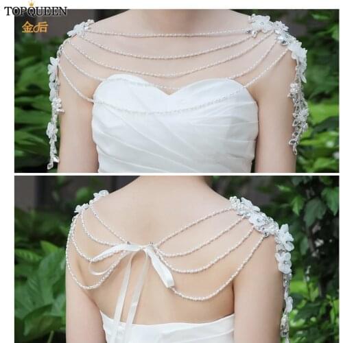TOPQUEEN G05 Bridal Jewelry Layered Necklace Shoulder Chain Plus Size Necklaces Jewelry for Women Neck Decoration