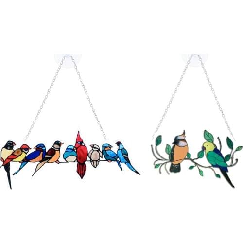 Stained Glass Window Hangings Stained Glass Bird Ornaments Window Suncatcher for Home Decoration