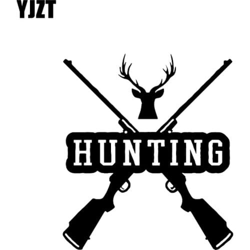 YJZT 13.7*15.8CM Interesting Hunter Gun Decoration Car Sticker Vinyl Bumper High Quality Decals Accessories C12-0314