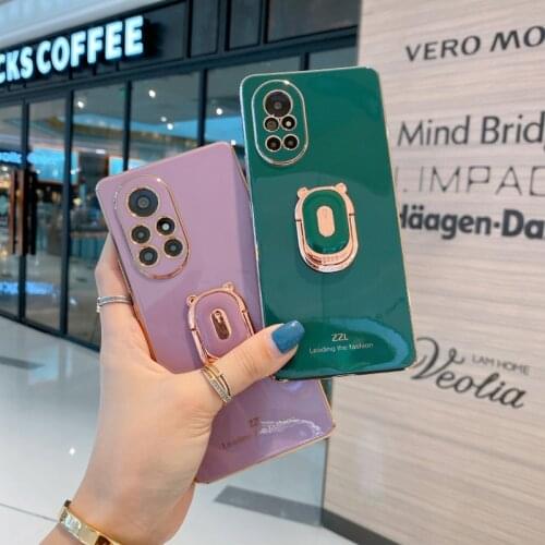 Boucho Luxury electroplating phone case for Oppo Reno 6 5 4 SE 4Z 5G Pro+A15 A93 Find X2 Lite X3 Pro Phone Holder Ring Grip Case