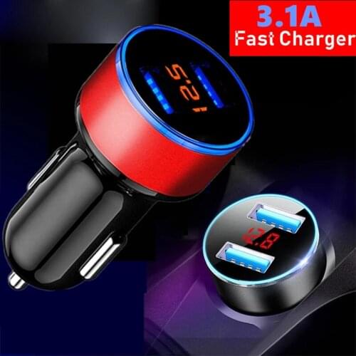 3.1A With light USB Phone Charger Car-Charger for Xiaomi Samsung iPhone 13 12 11 Pro 7 8 Plus Mobile Phone Adapter Car Charger