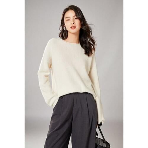 Zocept Coarse Knit Warm Sweater 100%Wool Women Basic Pullovers Autumn Winter Cashmere Sweaters Casual Loose Oversized Jumper Top