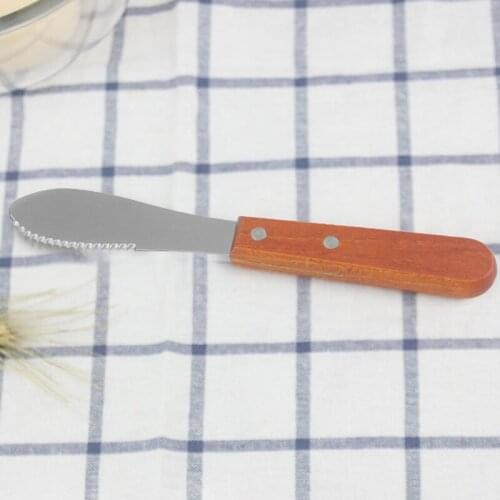 1pcs 2CR13 Cheese Dessert Silver Wood Handle Cream Knifes Stainless Steel Kitchen Utensil Tool Butter Knife Multipurpose