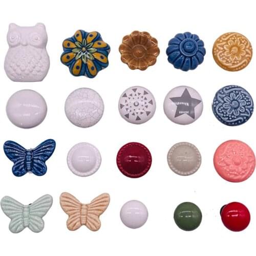 1PCS Ceramic Flower Cartoon Dresser Drawer Pull, Multi -Colored Cute Cupboard Door Knob Kitchen Cabinet Closet Porcelain Handle