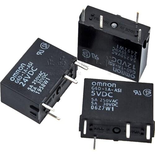 10PCS/Lot G6D-1A-ASI-5VDC/G6D-1A-ASI-12VDC/G6D-1A-ASI-24VDC 5V/12V/24V 5A 4Pin/4P Power relays