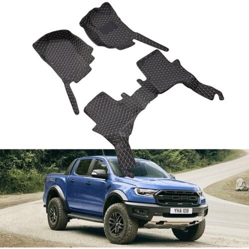 3pcs Right Driving Surround Car Floor Mats PU Leather Carpet For Ford RANGER 2018-2019 Interior Styling Accessories