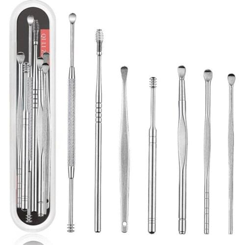 7Pcs Ear Cleaning Spiral Earpick Ear Wax Remover Ear Curette Ear Cleaner Set Spiral Ear Spoon Earpick Set Ear Cleaning Tools