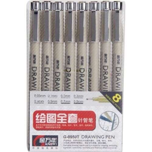 8Pcs/Lot Pigma Micron Sketch Marker Pen Black Pigment Liner Neelde Drawing Pen For Drawing Sketching Writing Hook Art Pen