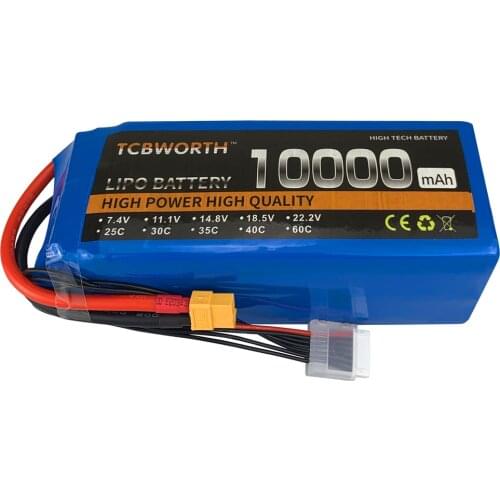 6S RC Aircraft LiPo Battery 22.2V 10000mAh 25C 35C 6S Batteries For RC Agricultral Airplane Drone Car Boat Helicopter Hexacopter