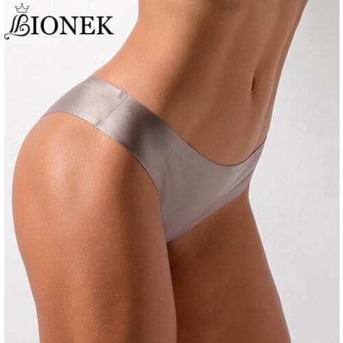 BIONEK Underwear Sports Thong Womens Ice Silk Seamless Womens Yoga Panties Sexy Tback Girls T-Pants Female Shorts